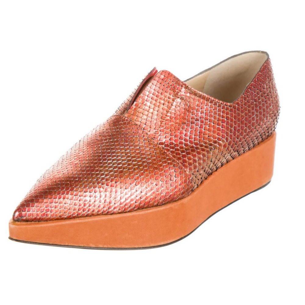 Narciso Rodriguez Metallic Pointed Toe Platform Loafer
